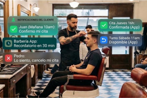 Team meeting in barbershop